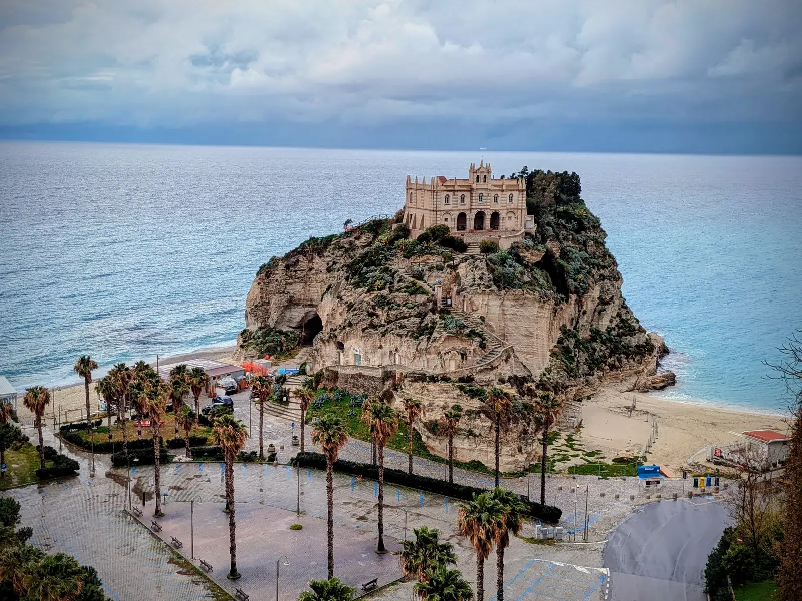 Santa Maria dell'Isola and the beach in Tropea