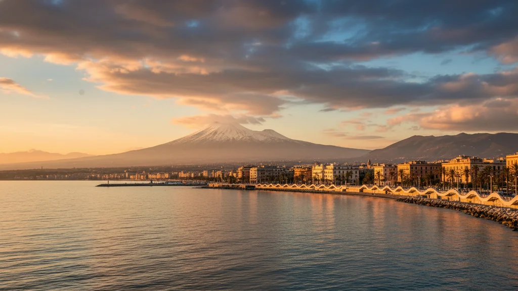 Panorama of Reggio Calabria with a view of the Lungomare and the Strait of Messina