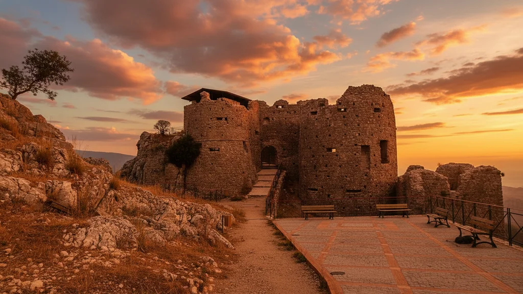 Norman Castle on Monte Consolino in Stilo &ndash; ruins of a medieval fortress atop the mountain